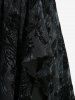 Robe débardeur grande taille à fleurs, dentelle, fronces, œillets et lacets, asymétrique. - Noir 5x | US 30-32