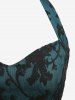 Plus Size Grommets Lace-up Floral Lace Halter Vintage Dress -  
