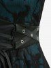 Plus Size Grommets Lace-up Floral Lace Halter Vintage Dress -  