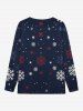 T-shirt à manches longues imprimé élan et flocons de neige pour homme grande taille - Bleu Marine XL