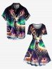 Plus Size Christmas Tree Elk Ball Ombre Aurora Print A Line Dress -  