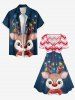 Robe trapèze grande taille à imprimé galaxie zigzag, motif élans et flocons de neige, cintrée - Bleu Marine 4X