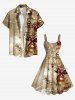 Plus Size Glitter Christmas Tree Ball Bowknot Print A Line Dress -  