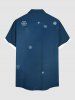 Chemise à boutons et poche pour homme, grande taille, motif élan de Noël, flocons de neige et galaxie - Bleu Marine M