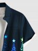 Chemise à poches boutonnées grande taille pour homme, imprimée sapin de Noël à paillettes colorées. - Noir 6XL