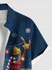 Chemise à boutons et poche pour homme, grande taille, motif élan de Noël, flocons de neige et galaxie - Bleu Marine 5XL