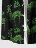 Chemise à poches boutonnées grande taille pour homme, imprimé sapin de Noël et élans pailletés - Noir 6XL
