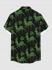 Chemise à poches boutonnées grande taille pour homme, imprimé sapin de Noël et élans pailletés - Noir 6XL