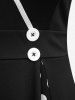 Plus Size Polka Dot Printed Patchwork Button A Line Vintage Dress -  