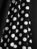Plus Size Polka Dot Printed Patchwork Button A Line Vintage Dress -  