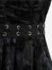 Robe débardeur grande taille à fleurs, dentelle, fronces, œillets et lacets, asymétrique. - Noir 5x | US 30-32