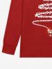 T-shirt à manches longues pour homme grande taille, imprimé sapin de Noël et Père Noël pailleté en 3D - Rouge foncé L