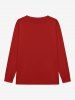 T-shirt à manches longues pour homme grande taille, imprimé sapin de Noël et Père Noël pailleté en 3D - Rouge foncé L