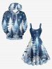 Plus Size Christmas Tree Snowflake Print Tank Dress -  