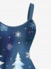 Plus Size Christmas Tree Snowflake Print Tank Dress -  