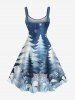 Plus Size Christmas Tree Snowflake Print Tank Dress -  