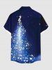 Plus Size Christmas Tree Galaxy Star Musical Notes Print Buttons Pocket Shirt For Men -  