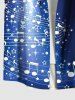 Plus Size Christmas Tree Galaxy Star Musical Notes Print Buttons Pocket Shirt For Men -  