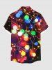 Chemise à poches pour homme, grande taille, imprimé 3D de paillettes et lumières de Noël - Noir 6XL