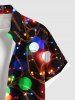 Chemise à poches pour homme, grande taille, imprimé 3D de paillettes et lumières de Noël - Noir 6XL