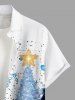 Plus Size Christmas Tree Star Paint Splatter Sparkling Sequin 3D Print Buttons Pocket Shirt For Men -  