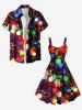 Robe débardeur imprimée 3D à paillettes et lumières de Noël grande taille - Noir 4X