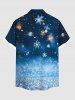 Plus Size Christmas Snowflake Galaxy Sparkling Sequin 3D Print Buttons Pocket Shirt For Men -  