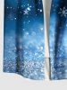 Plus Size Christmas Snowflake Galaxy Sparkling Sequin 3D Print Buttons Pocket Shirt For Men -  