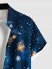 Plus Size Christmas Snowflake Galaxy Sparkling Sequin 3D Print Buttons Pocket Shirt For Men -  
