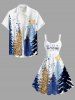 Robe débardeur grande taille à imprimé 3D sapin de Noël, bonhomme de neige, flocons et étoiles, avec sequins scintillants. - Blanc XXS