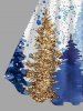 Plus Size Christmas Tree Snowman Snowflake Star Paint Splatter Sparkling Sequin 3D Print Tank Dress -  