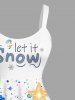 Plus Size Christmas Tree Snowman Snowflake Star Paint Splatter Sparkling Sequin 3D Print Tank Dress -  