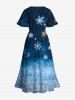 Plus Size Christmas Snowflake Galaxy Sparkling Sequin 3D Print Split Midi Dress -  