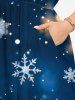 Plus Size Christmas Snowflake Galaxy Sparkling Sequin 3D Print Split Midi Dress -  
