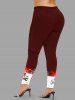 Plus Size Christmas Snowman Snowflake Ombre Colorblock Print Leggings -  