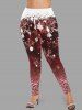 Plus Size Christmas Snowflake Tie Dye Colorblock Print Leggings -  