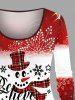 T-shirt à manches longues grande taille avec imprimé ombré de bonhomme de neige et flocons de neige, motif bonhomme de neige et flocons de neige. - Rouge XS