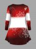 T-shirt à manches longues grande taille avec imprimé ombré de bonhomme de neige et flocons de neige, motif bonhomme de neige et flocons de neige. - Rouge XS