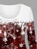 Plus Size Christmas Snowflake Tie Dye Colorblock Print Long Sleeves T-shirt -  