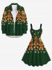 Robe débardeur grande taille imprimée boules de Noël, pain d'épice et flocons de neige - Vert 6X