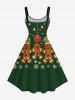Robe débardeur grande taille imprimée boules de Noël, pain d'épice et flocons de neige - Vert 6X