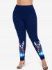 Plus Size Christmas Santa Claus Elk Light Snowflake Print Leggings -  
