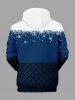 Plus Size Christmas Snowman Snowflake Plaid Colorblock Print Pocket Drawstring Hoodie For Men -  