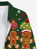 Plus Size Christmas Ball Gingerbread Snowflake Print Buttons Pocket Long Sleeves Shirt For Men -  