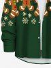 Plus Size Christmas Ball Gingerbread Snowflake Print Buttons Pocket Long Sleeves Shirt For Men -  