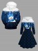 Plus Size Christmas Snowman Snowflake Plaid Colorblock Print Lace Up Drawstring Hoodie Dress -  