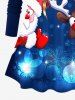 Plus Size Christmas Santa Claus Elk Light Snowflake Print Long Sleeves T-shirt -  