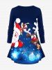 Plus Size Christmas Santa Claus Elk Light Snowflake Print Long Sleeves T-shirt -  