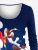 Plus Size Christmas Santa Claus Elk Light Snowflake Print Long Sleeves T-shirt -  