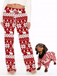 Tenues assorties pour chien et maître avec imprimé sapin de Noël, ours polaire et flocons de neige - Rouge 